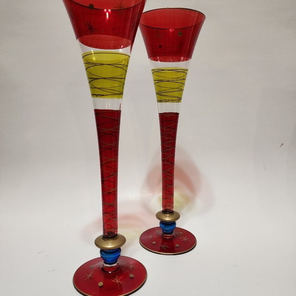 2-Pier 1 Champagne Flutes Hand Painted - Picture 1 of 7